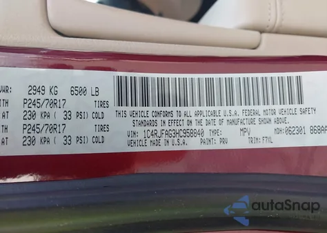 2017 Jeep Grand Cherokee Laredo 4X4 z USA, uszkodzony, nr VIN 1C4RJFAG3HC958840